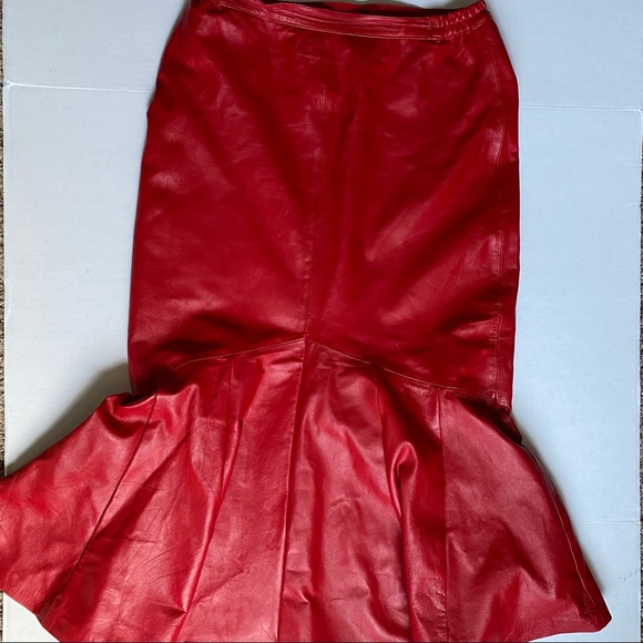 Dresses & Skirts - Red Leather Skirt XL